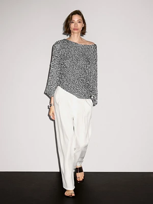 100% cotton flecked knit sweater