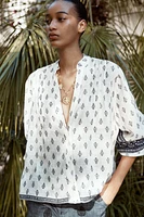 BALLOON SLEEVE PRINTED BLOUSE