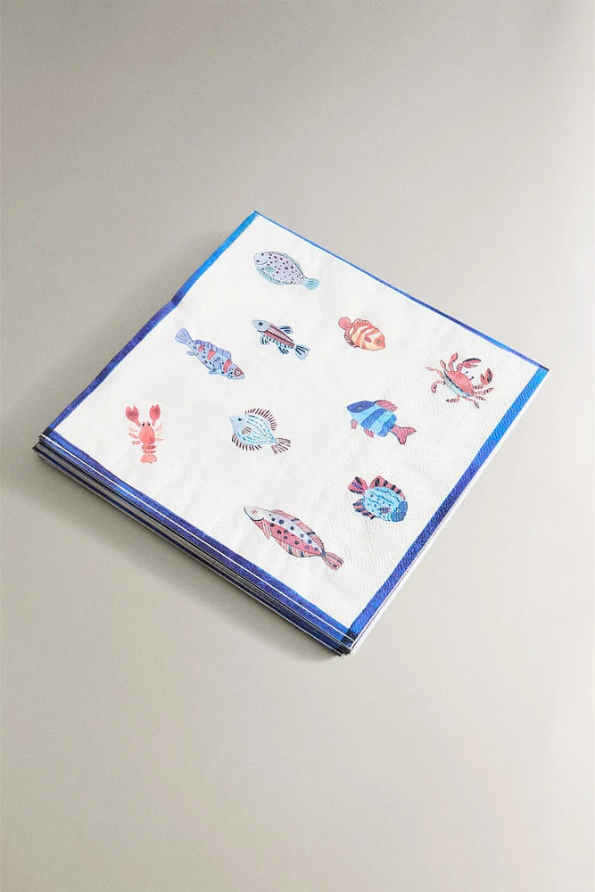 LOT 20 SERVIETTES DE TABLE PAPIER POISSONS