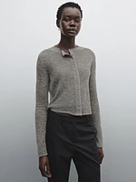 Short wool blend matching cardigan