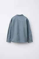 PLAIN WOVEN LINEN BLEND SHIRT