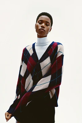 LONG WOOL ARGYLE JACKET