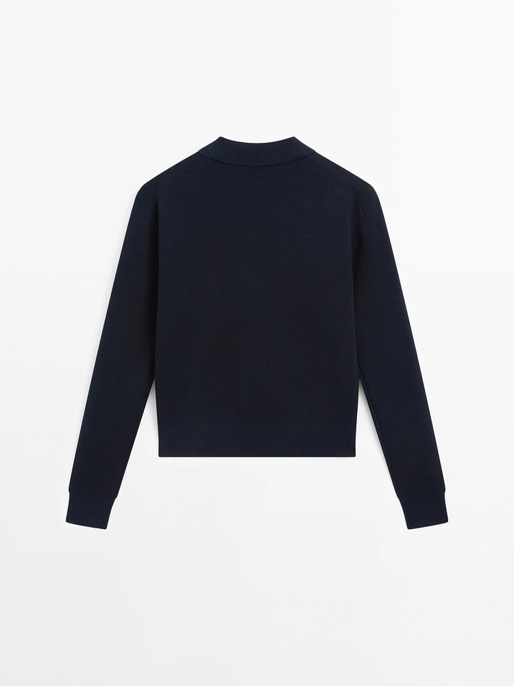 Milano knit sweater with polo collar and zip
