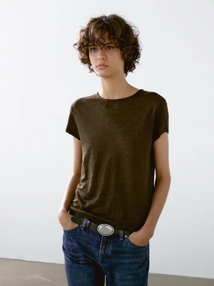T-shirt 100 % lin à manches courtes