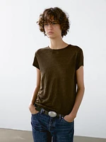T-shirt 100 % lin à manches courtes