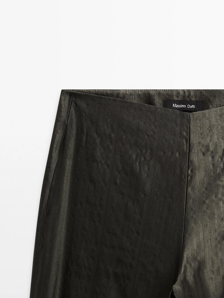 Mid-rise flared jacquard trousers