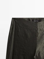 Mid-rise flared jacquard trousers