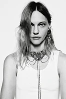 COLLIER CHOKER CHAÎNES FLEURS