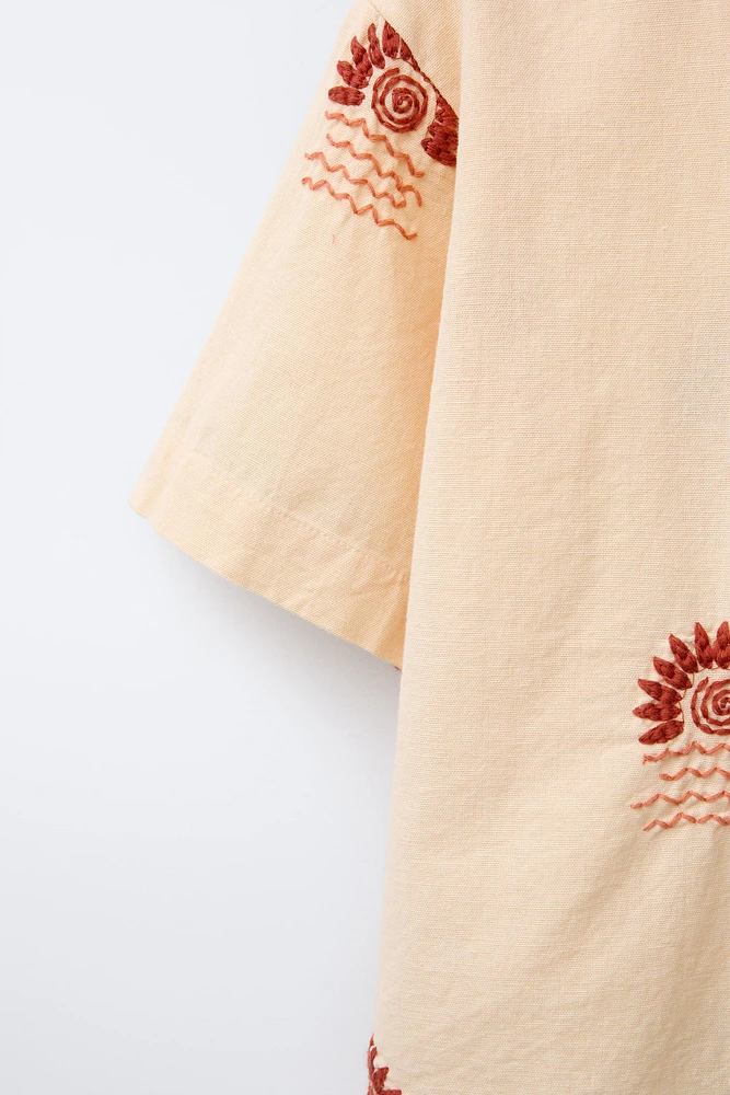 CHEMISE SOLEILS BRODÉS AVEC LIN