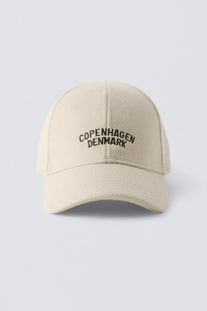 EMBROIDERED TEXT CLOTH CAP