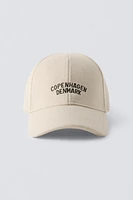 EMBROIDERED TEXT CLOTH CAP