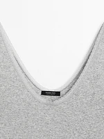 Cotton blend top with blonde lace detail