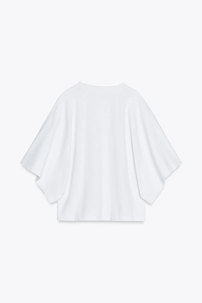 T-SHIRT DÉLAVÉ À MANCHES CAPE