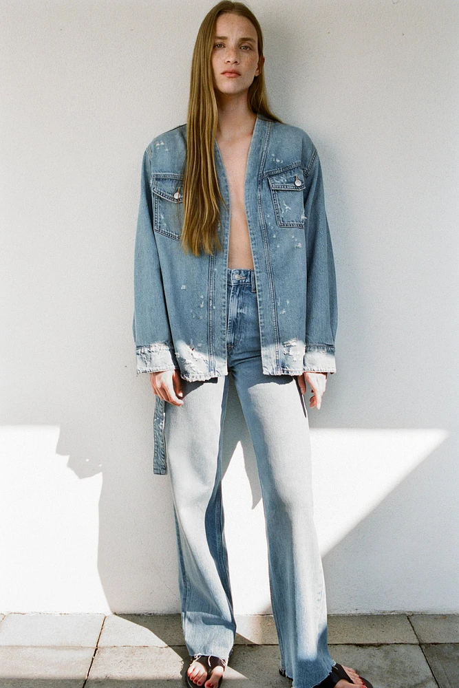 RIPPED TRF DENIM OVERSHIRT