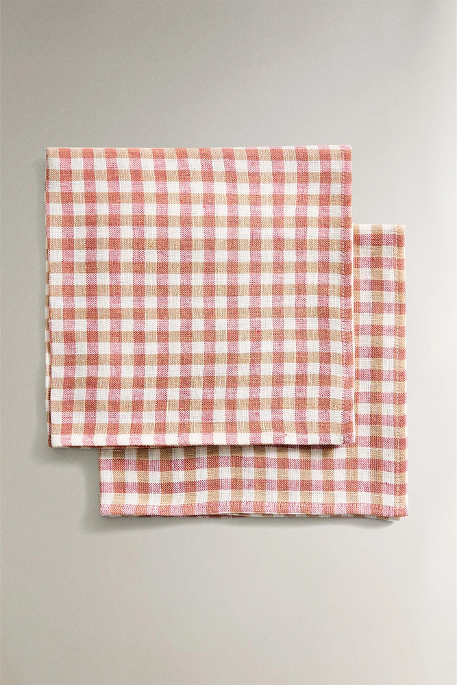 LOT SERVIETTES DE TABLE VICHY COMBINÉS (LOT DE 2)