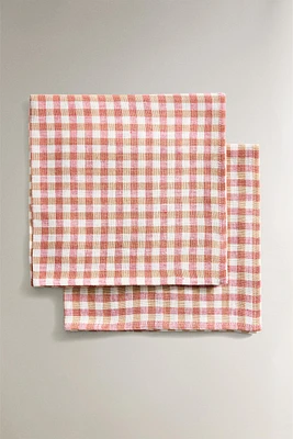 LOT SERVIETTES DE TABLE VICHY COMBINÉS (LOT DE 2)