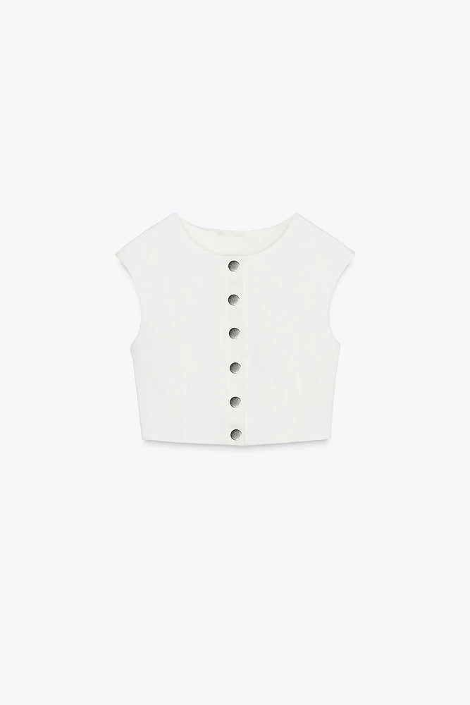 BUTTONED CREPE TOP