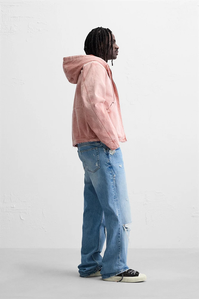 VESTE DÉLAVÉE À CAPUCHE