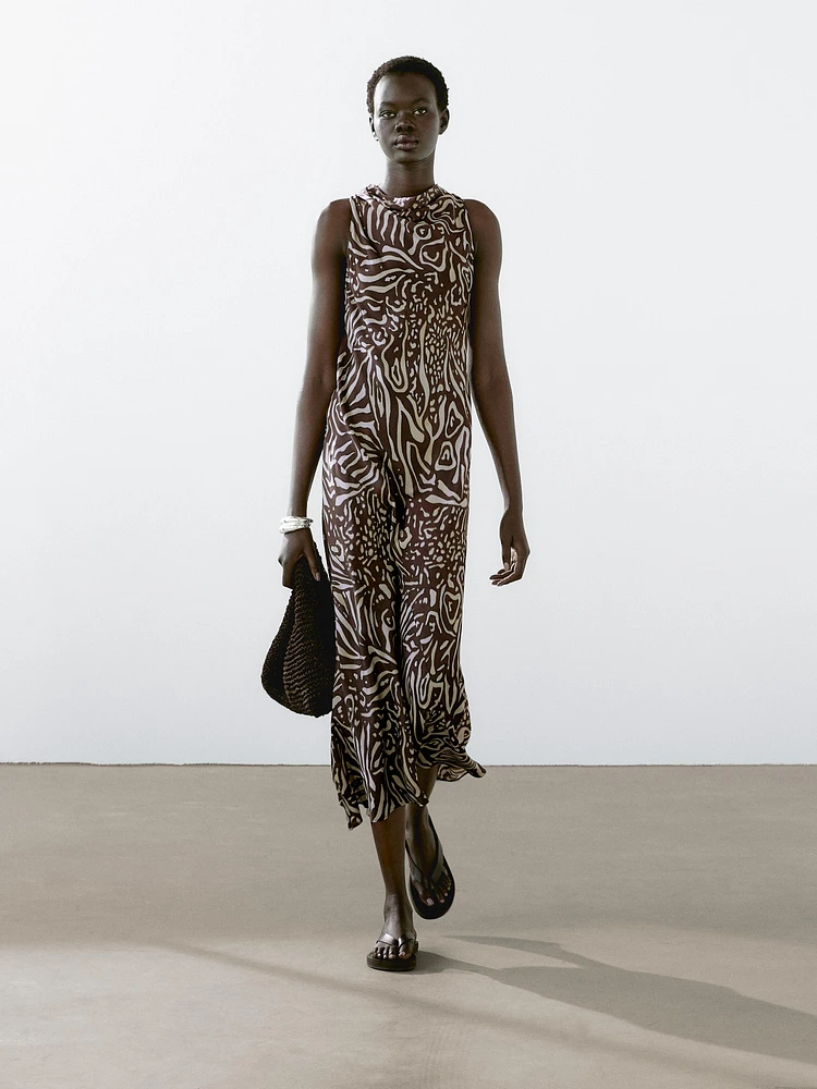 Robe midi fluide imprimée