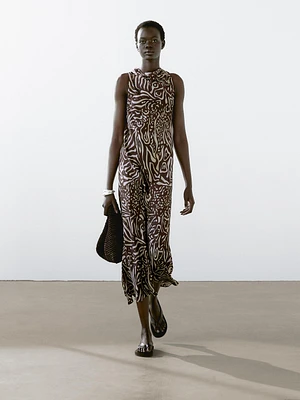 Robe midi fluide imprimée