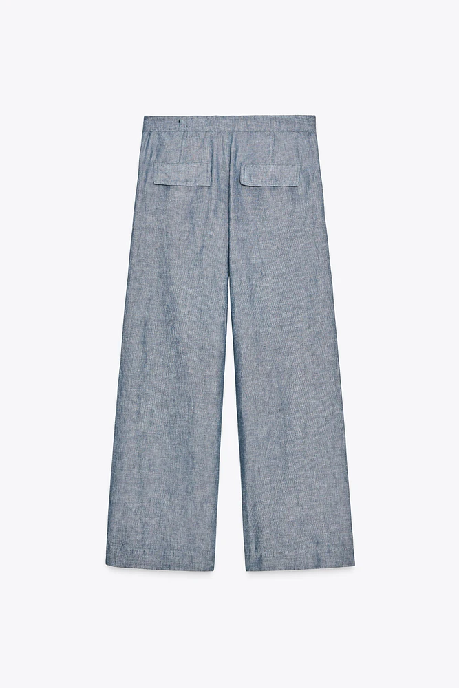 PANTALON JAMBES LARGES AVEC LIN ZW COLLECTION