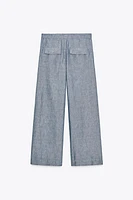 PANTALON JAMBES LARGES AVEC LIN ZW COLLECTION