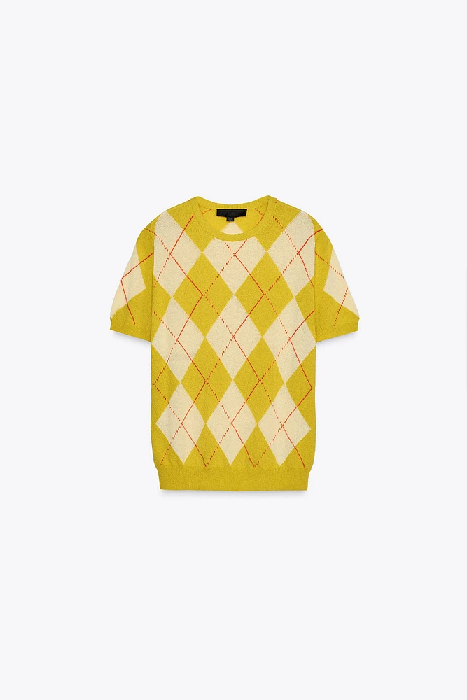 TOP EN MAILLE À LOSANGES