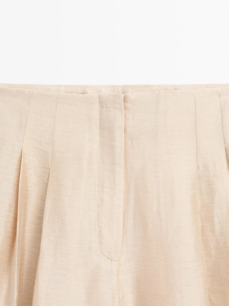 Pantalon à pinces fluide lin mélangé