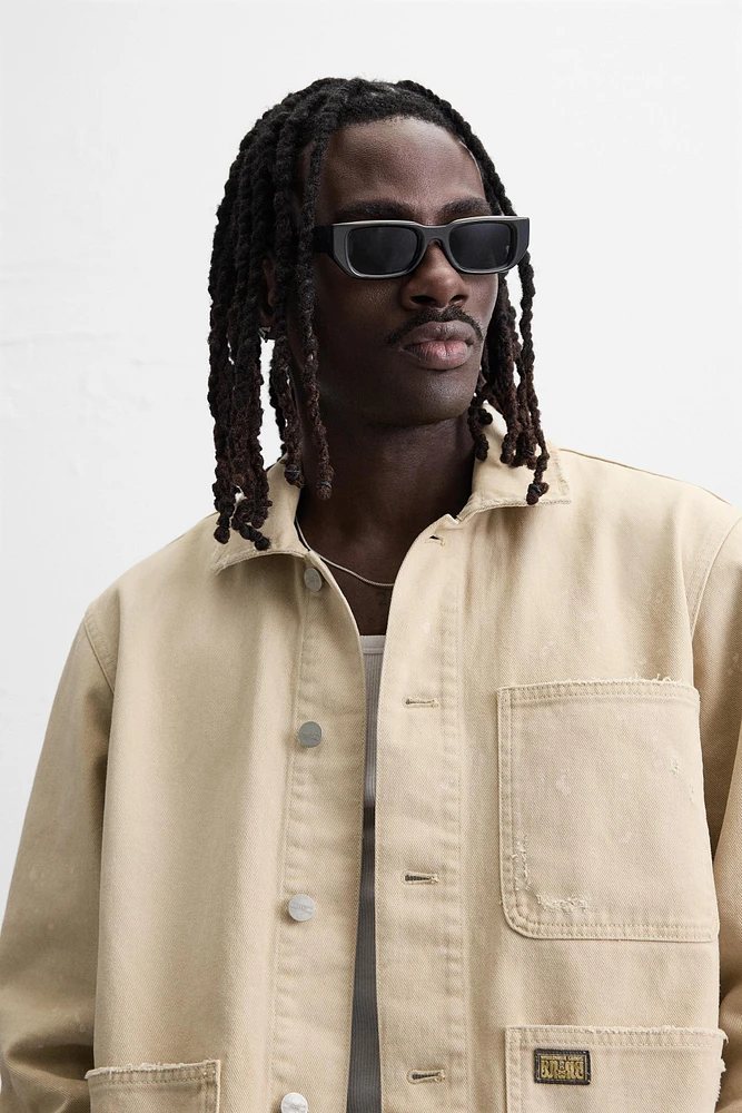 VESTE DÉLAVÉE À ÉCLABOUSSURES