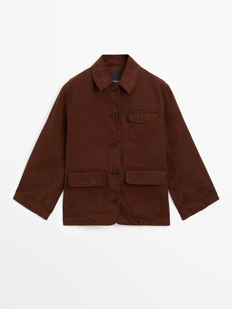 Russet cotton jacket with pocket details