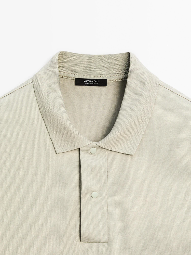 Cotton blend polo shirt with snap button