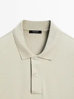 Cotton blend polo shirt with snap button