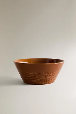 CARAMEL STONEWARE SALAD BOWL