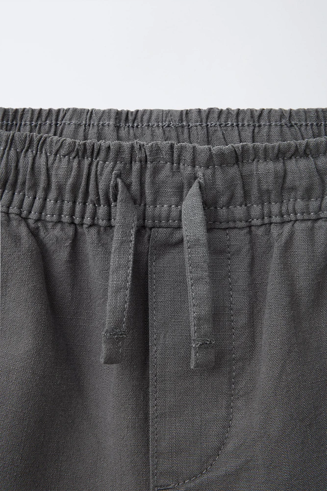 WIDE FIT COTTON SHORTS WITH LABEL