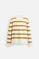 OPENWORK TEXTURED STRIPE SWEATER