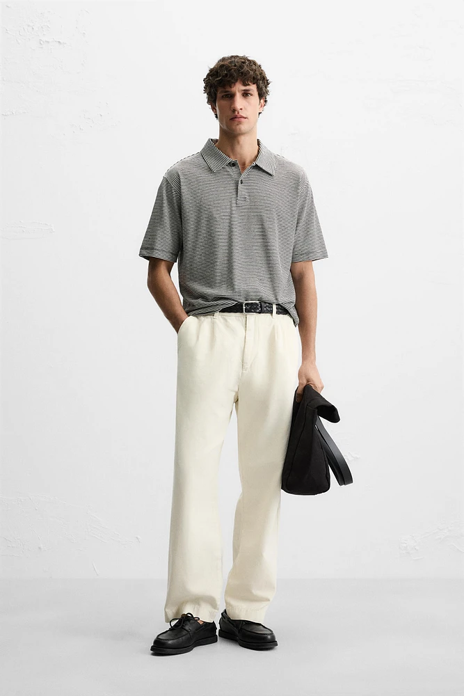 LINEN-COTTON STRIPED POLO SHIRT