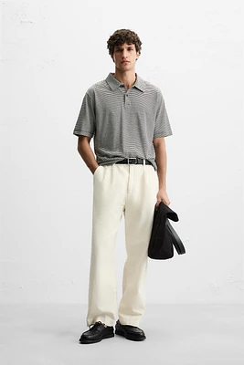 LINEN-COTTON STRIPED POLO SHIRT
