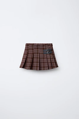 PLAID BUCKLE SKORT