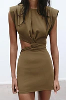 CUT OUT SHOULDER PAD DRESS