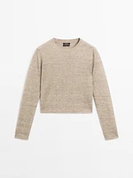 100% linen melange knit sweater