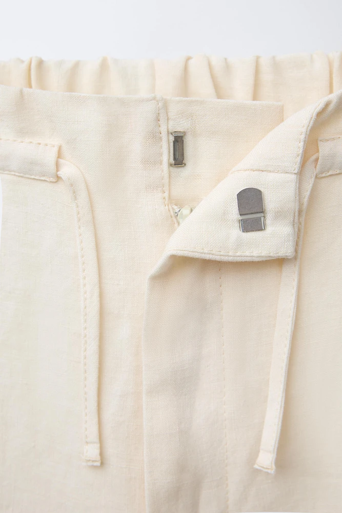 100% LINEN WIDE LEG PANTS