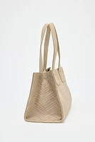 BRAIDED SPLIT LEATHER SHOPPER BAG