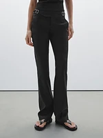 Straight-leg low-rise stretch trousers
