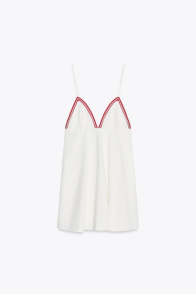 SHORT DRESS WITH CONTRASTING RIB TRIM