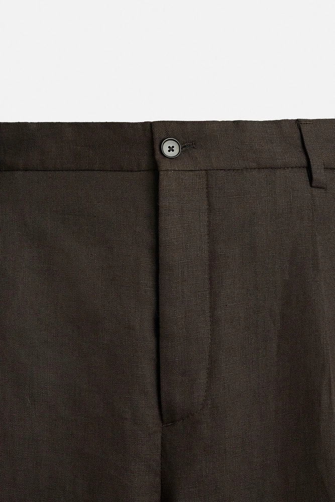 100% LINEN PLEATED PANTS
