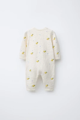 EMBROIDERED LEMON KNIT JUMPSUIT