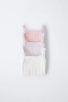 THREE-PACK OF RIB KNIT BODYSUITS WITH CUTOUT DETAIL