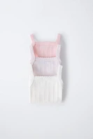 THREE-PACK OF RIB KNIT BODYSUITS WITH CUTOUT DETAIL
