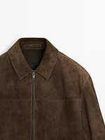Blouson en cuir caprin finition daim