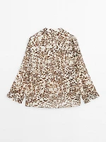 Oversize animal print blouse